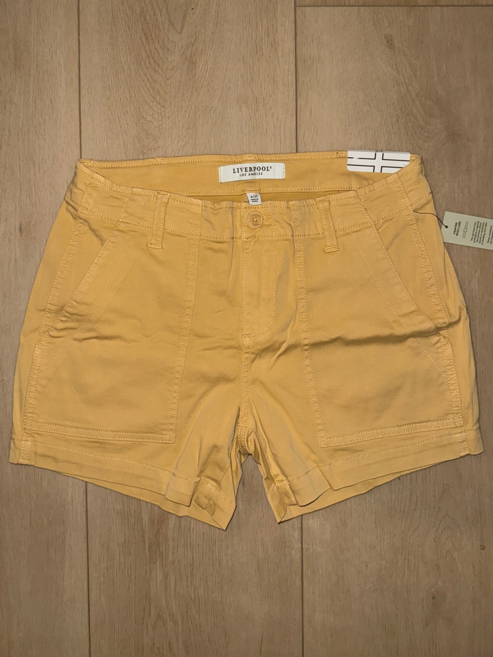 Liverpool Sunlit Yellow High-Rise Cotton Shorts